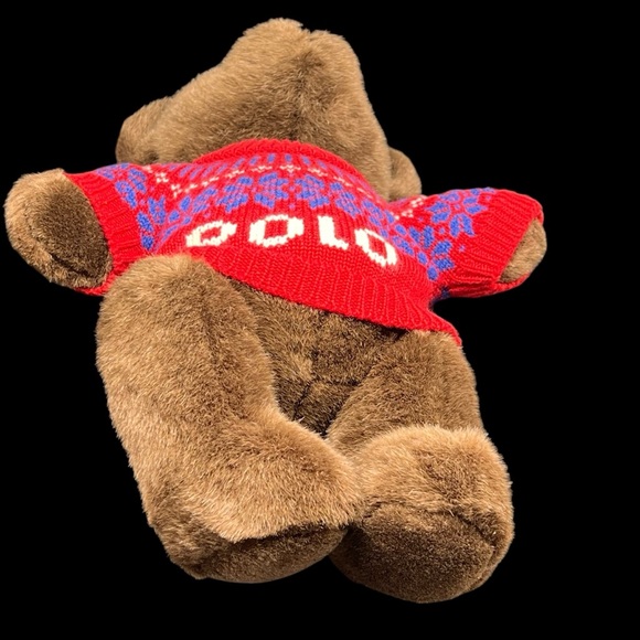 Vintage Y2K Polo Ralph Lauren 2000 14” Teddy Bear Plush Toy Nordic Knit Sweater - Picture 7 of 12
